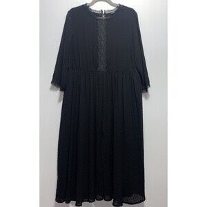 Torrid Long Sleeve NWT Crew Neck Black Dress Size 2 Lace Modest Comfort